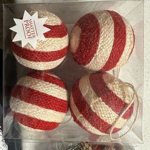 Hobby Lobby Red and Cream Striped Ornaments